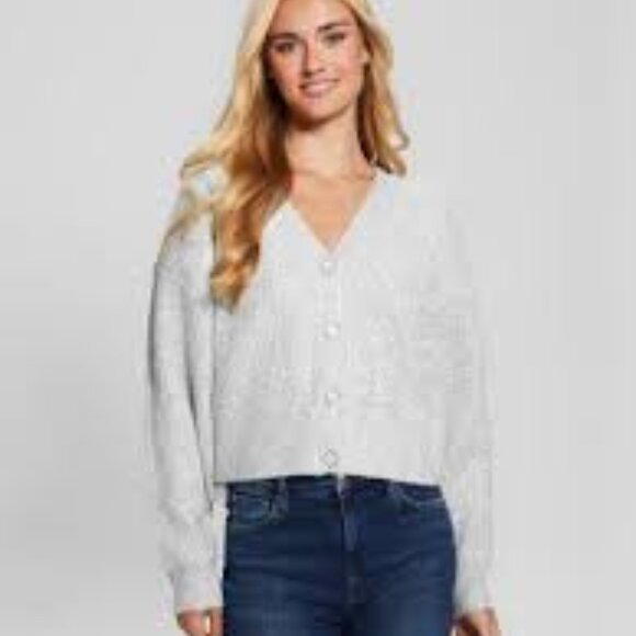 GUESS Women's Riley Sequined Cardigan Size XS - Picture 1 of 5